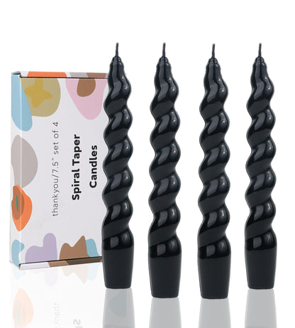 Handmade Spiral Taper Candles – 10" Unscented, Dripless (Set of 4)