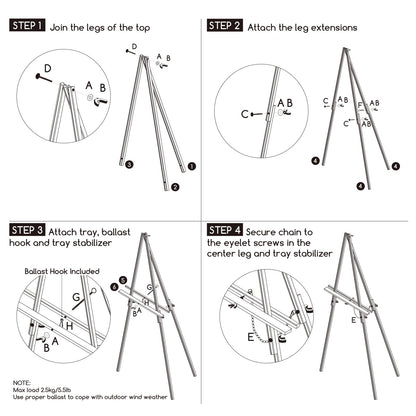 Beech Wood Display Easel – Lightweight Folding Tripod Stand for Canvas, Signs & Presentations | 64" Artist & Event Easel