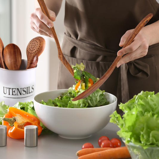 Teak Wood Cooking Utensil Set – 6-Piece Wooden Kitchen Tools | Non-Scratch, Heat-Resistant, Durable Cookware Set