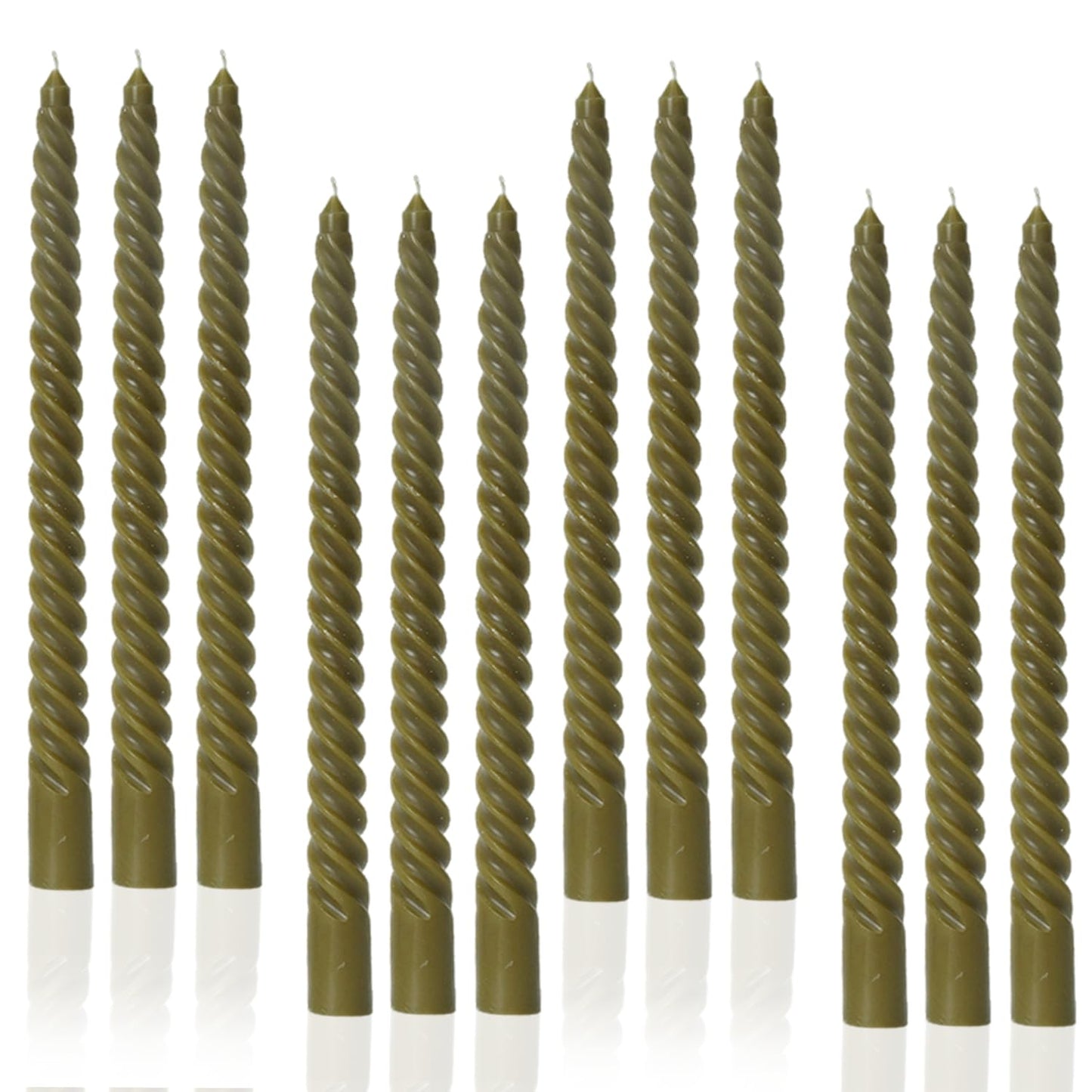 Handmade Spiral Taper Candles – 10" Unscented, Dripless (Set of 4)