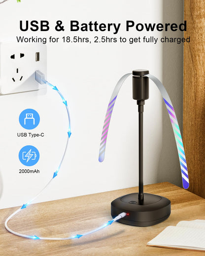 Table Food Fan – Insect Repellent with Reflective Blades, Flexible Neck, Silent Operation, USB-C Charging
