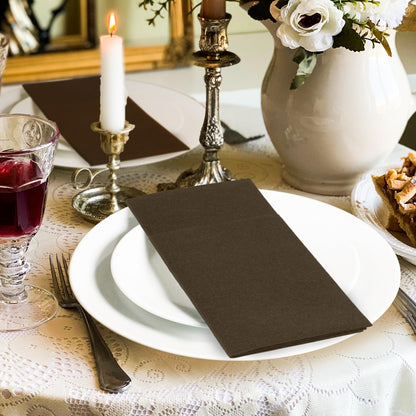 Solid Color Pocket Napkins – 50-Pack Linen-Like Paper Napkins with Silverware Pocket | Soft, Absorbent & Elegant for Dining, Weddings, and Events - Matcha Green