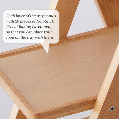 3-Tier Bamboo Cupcake Stand with– Reinforced Dessert Display Tray for Parties, Events, and Home Use