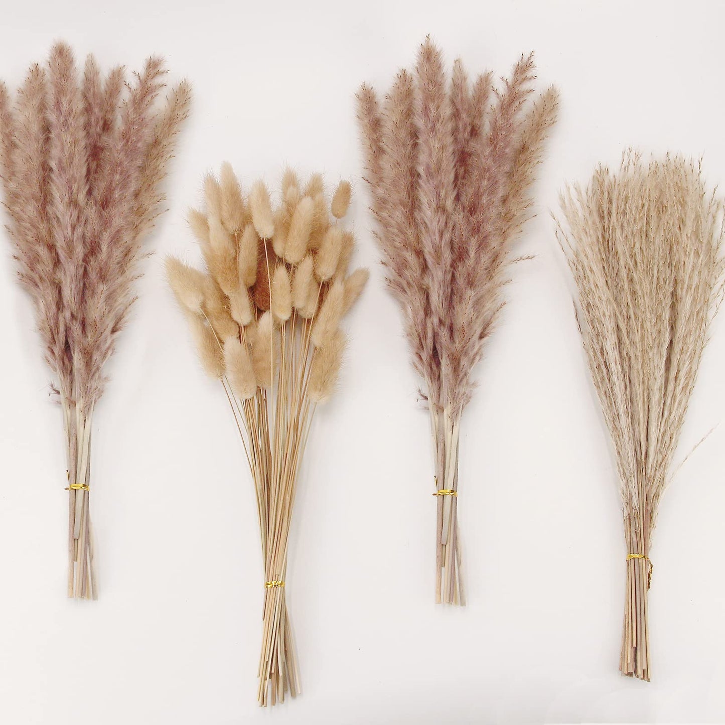 Natural Dried Pampas Grass Bouquet – Mixed Fluffy Pompous Grass for Vase, Boho Decor, Weddings, Gifts & Home Arrangements 100PCS