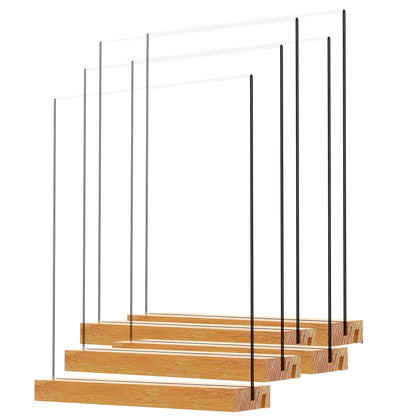 Beech Wood Acrylic Sign Holder – Double-Sided Slotted Display Stand for Menus, Signs, Promotions | Clear Acrylic Tabletop Signage