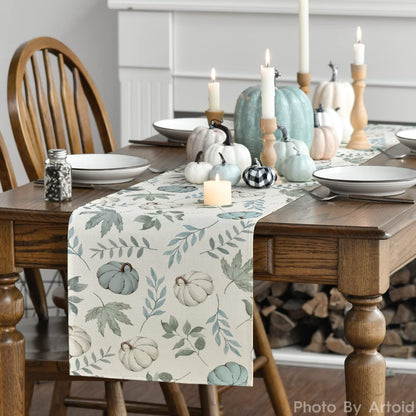 Pumpkins Fall Maple Leaves Fall Table Runner