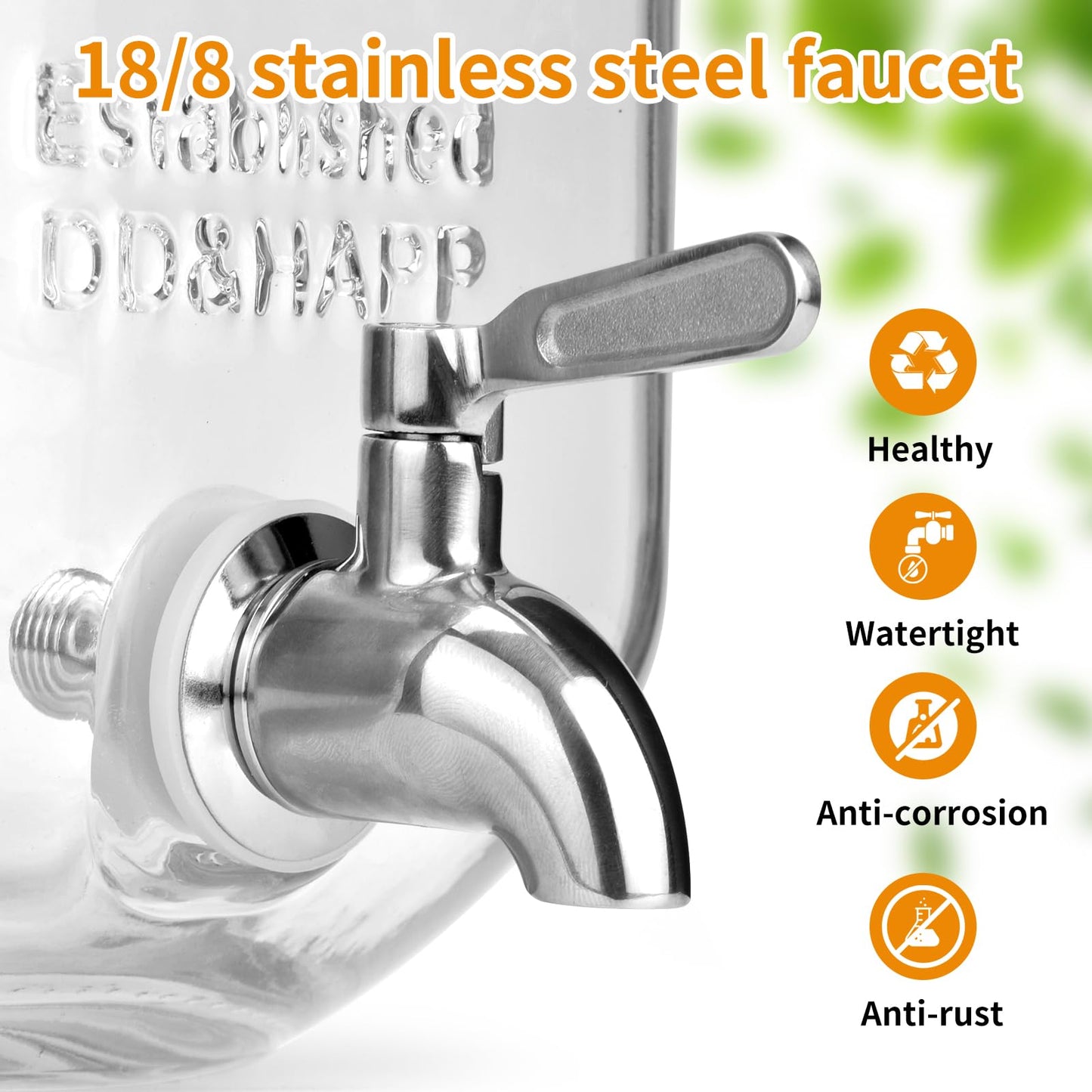 2-Gallon Glass Drink Dispenser Set with Stainless Steel Spigots & Chalkboard Tags – Dual Beverage Dispensers with Metal Stand