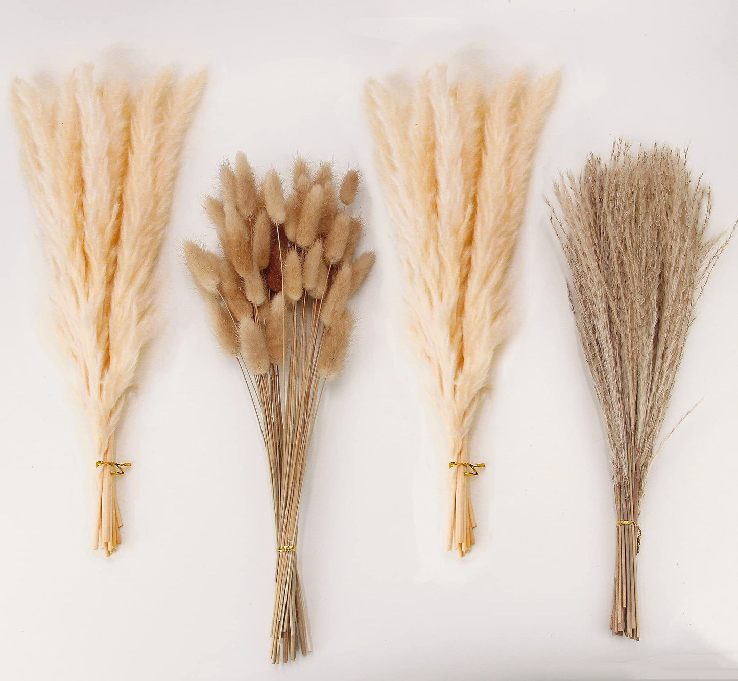 Natural Dried Pampas Grass Bouquet – Mixed Fluffy Pompous Grass for Vase, Boho Decor, Weddings, Gifts & Home Arrangements 100PCS