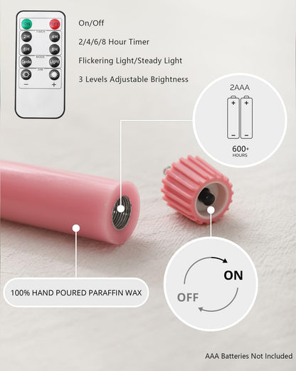 Black Wax Drip Flameless Taper Candles – Set of 6 LED Candles with Remote Control