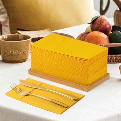 Solid Color Pocket Napkins – 50-Pack Linen-Like Paper Napkins with Silverware Pocket | Soft, Absorbent & Elegant for Dining, Weddings, and Events - Matcha Green