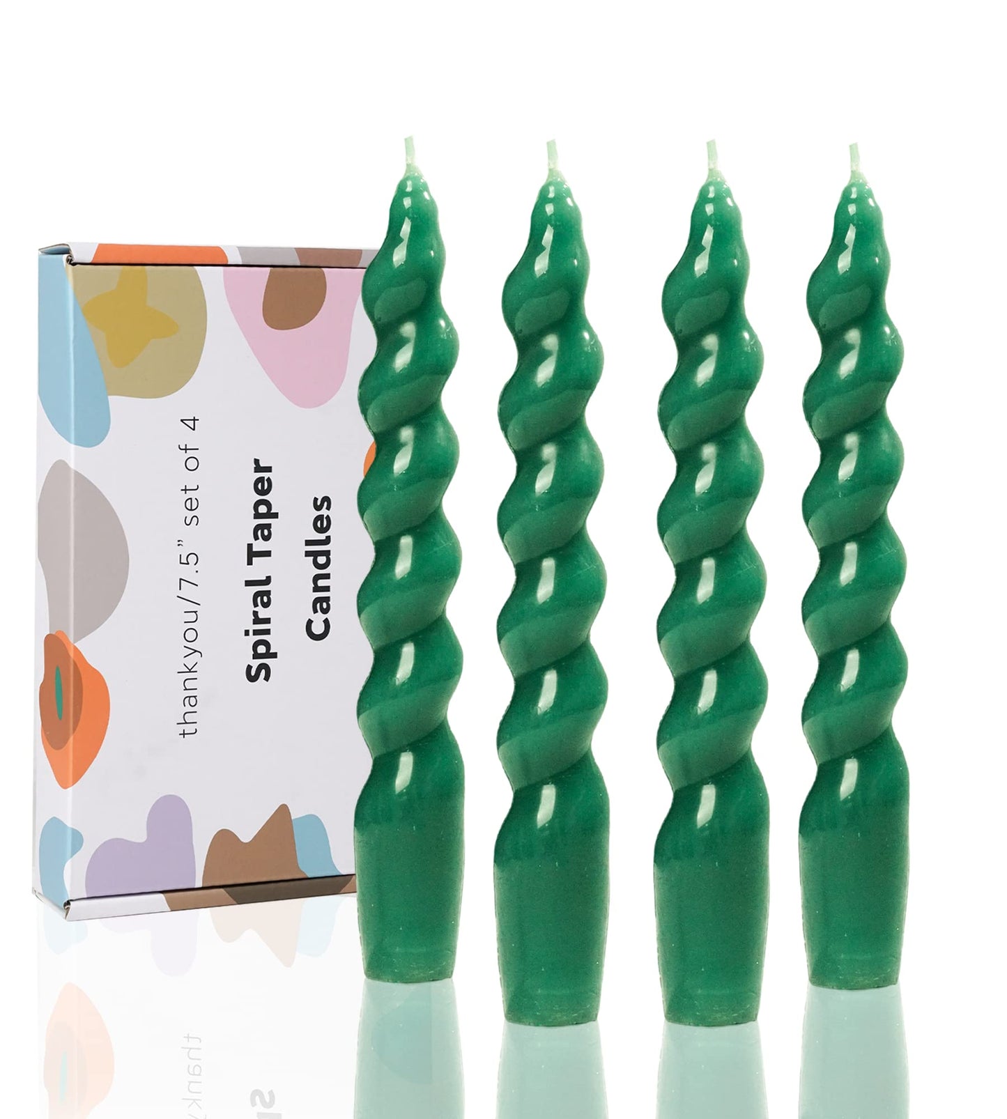 Handmade Spiral Taper Candles – 10" Unscented, Dripless (Set of 4)