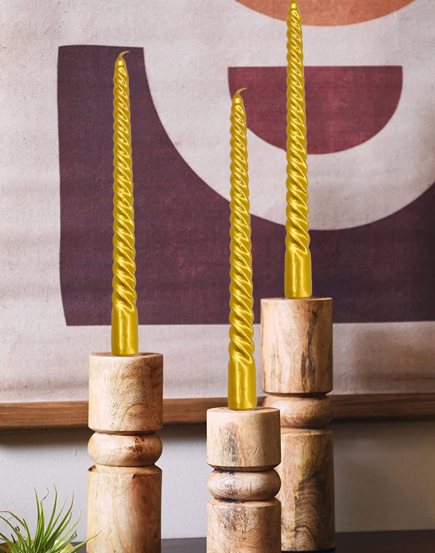 Handmade Spiral Taper Candles – 10" Unscented, Dripless (Set of 4)