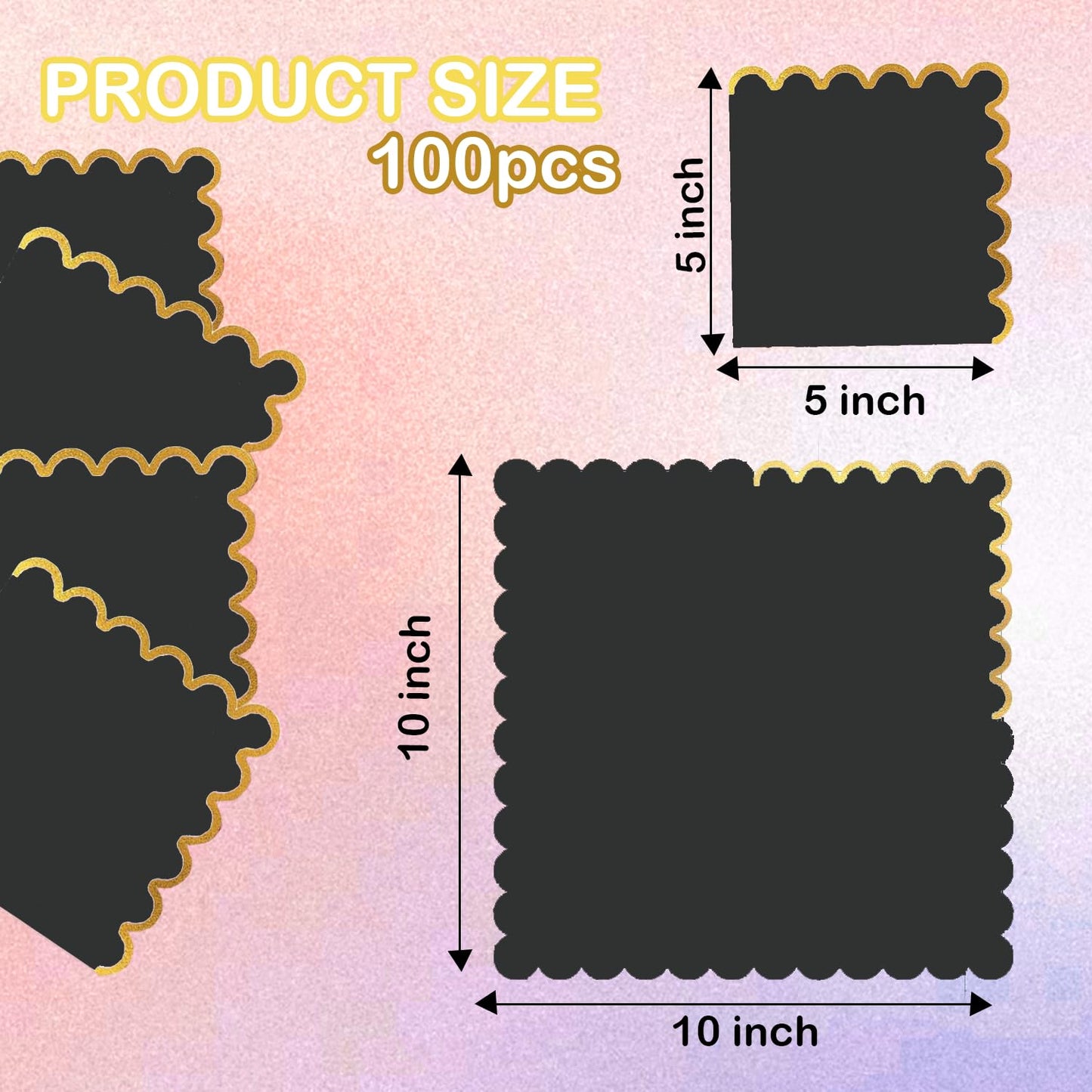 Cocktail Napkins – Scalloped Gold Foil Edge | Soft, Absorbent, Decorative Party Napkins for Weddings, Baby Showers & Events - 100 pack