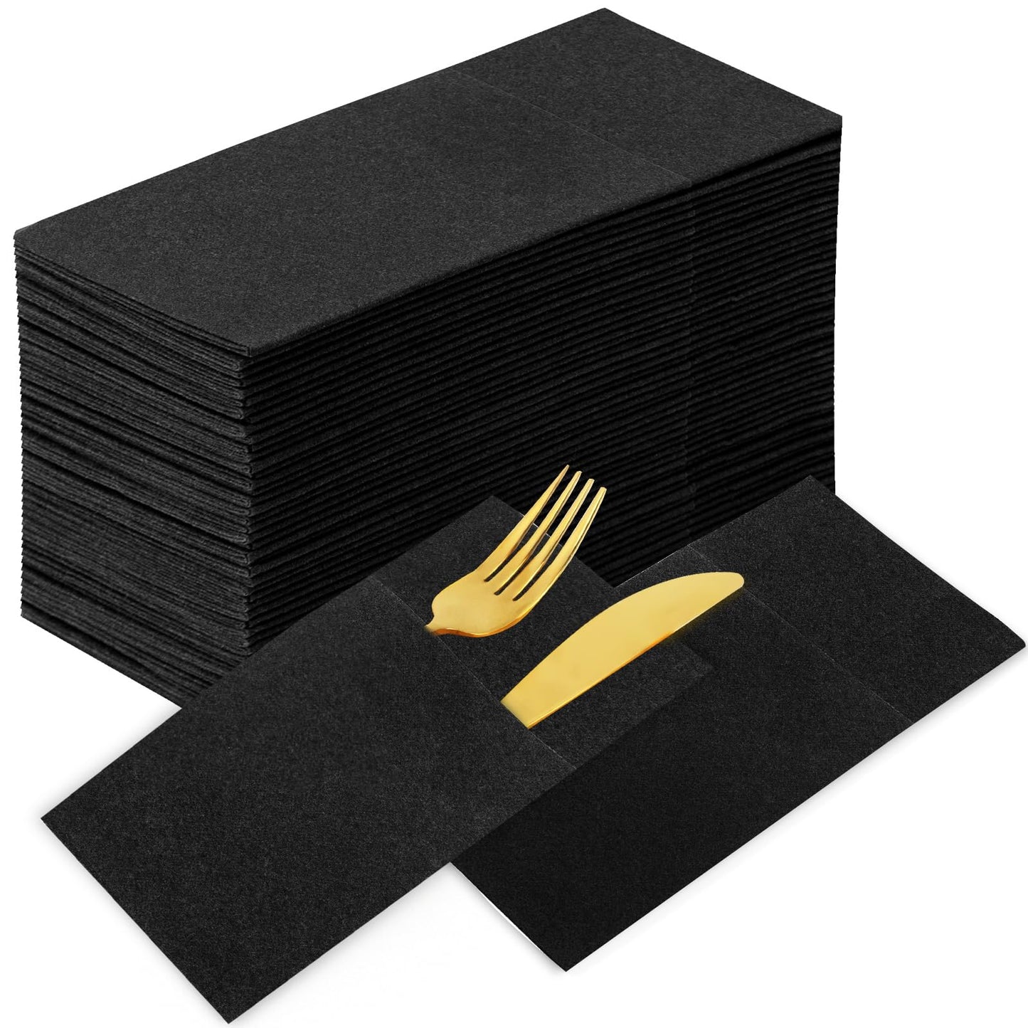 Solid Color Pocket Napkins – 50-Pack Linen-Like Paper Napkins with Silverware Pocket | Soft, Absorbent & Elegant for Dining, Weddings, and Events - Matcha Green