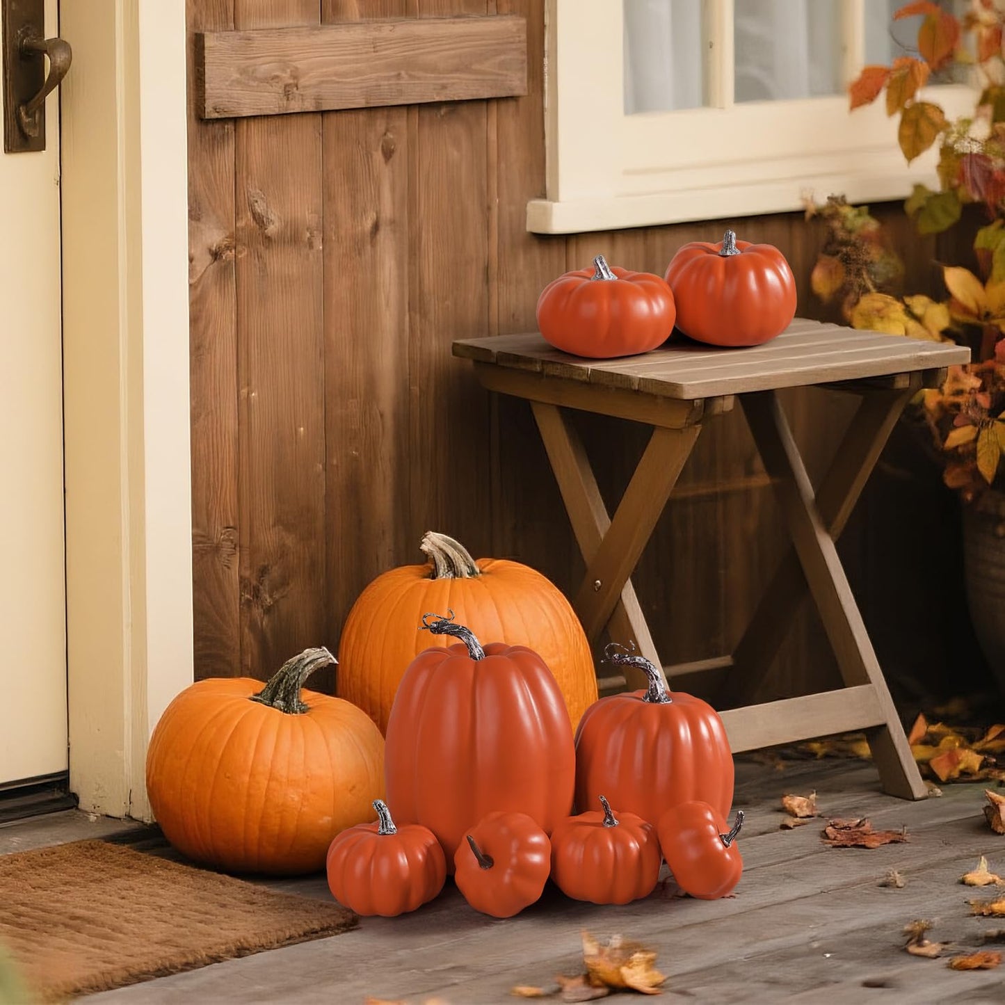 White & Gold Artificial Harvest Pumpkins – 16-Piece Fall Décor Set