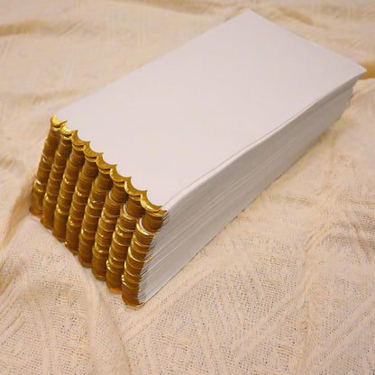 Cocktail Napkins – Scalloped Gold Foil Edge | Soft, Absorbent, Decorative Party Napkins for Weddings, Baby Showers & Events - 100 pack