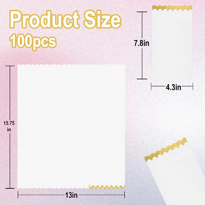 Cocktail Napkins – Scalloped Gold Foil Edge | Soft, Absorbent, Decorative Party Napkins for Weddings, Baby Showers & Events - 100 pack