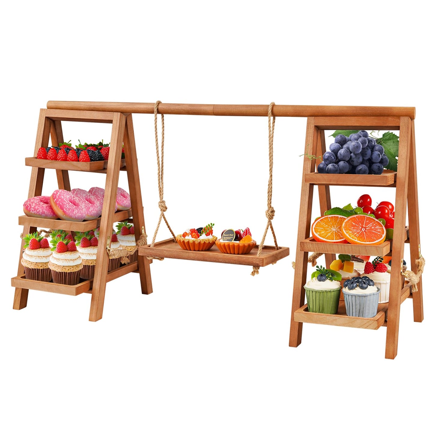 Rustic 3-Tier Wooden Cupcake Stand – Paulownia Wood Dessert Display Tower for Parties, Weddings, Events & Home Entertaining