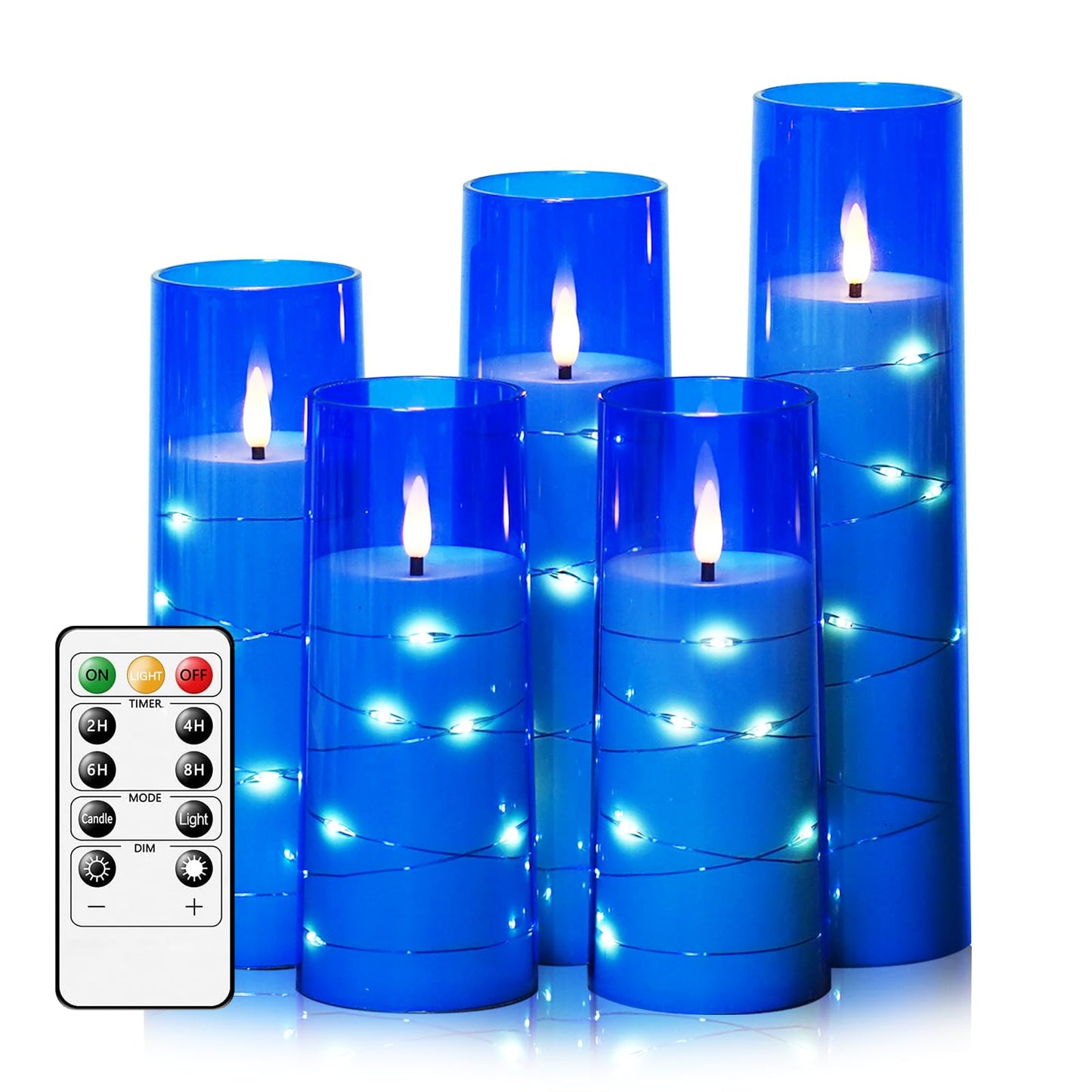 Flameless Mood Lighting Candle Set with Embedded String Lights