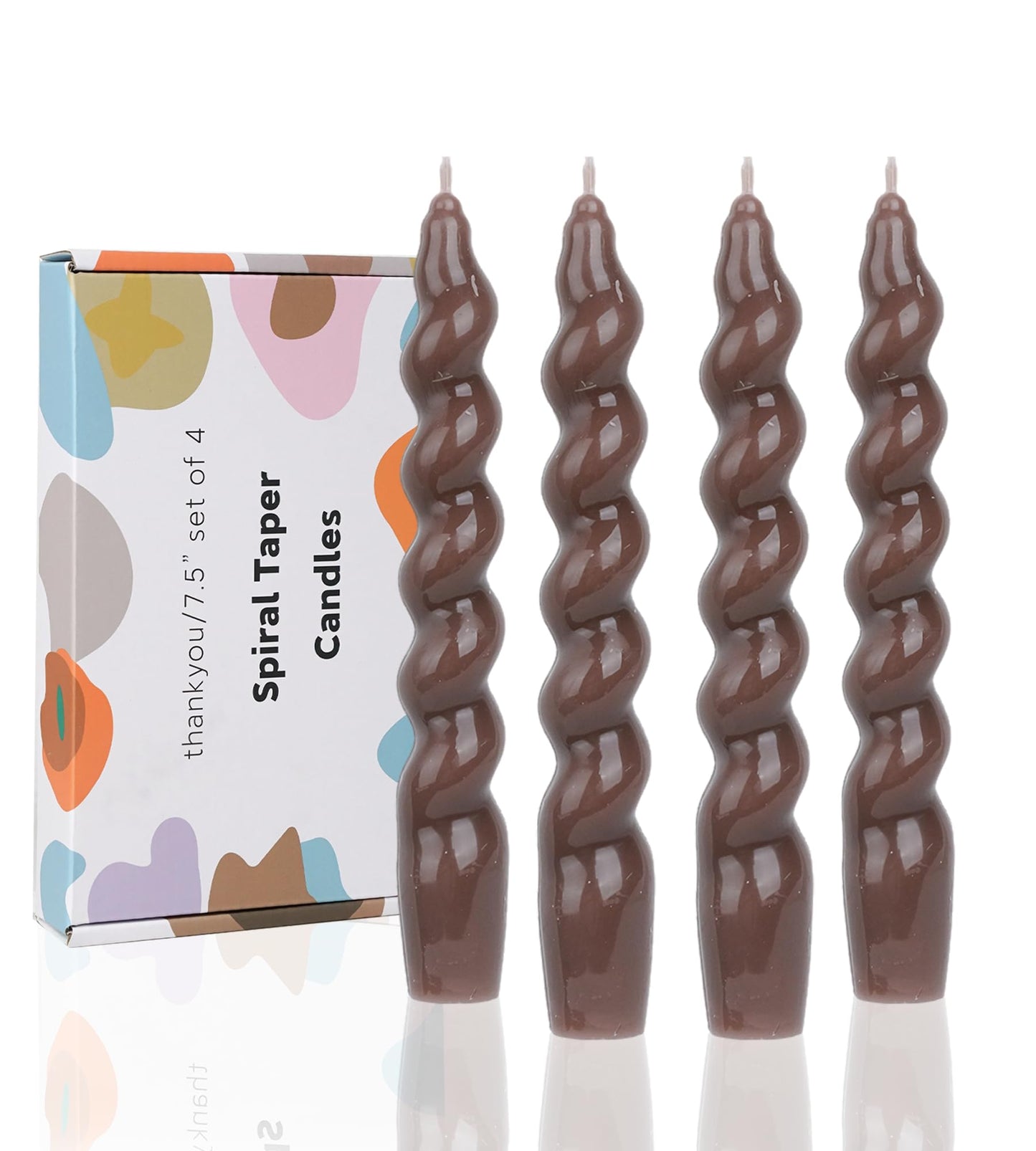 Handmade Spiral Taper Candles – 10" Unscented, Dripless (Set of 4)