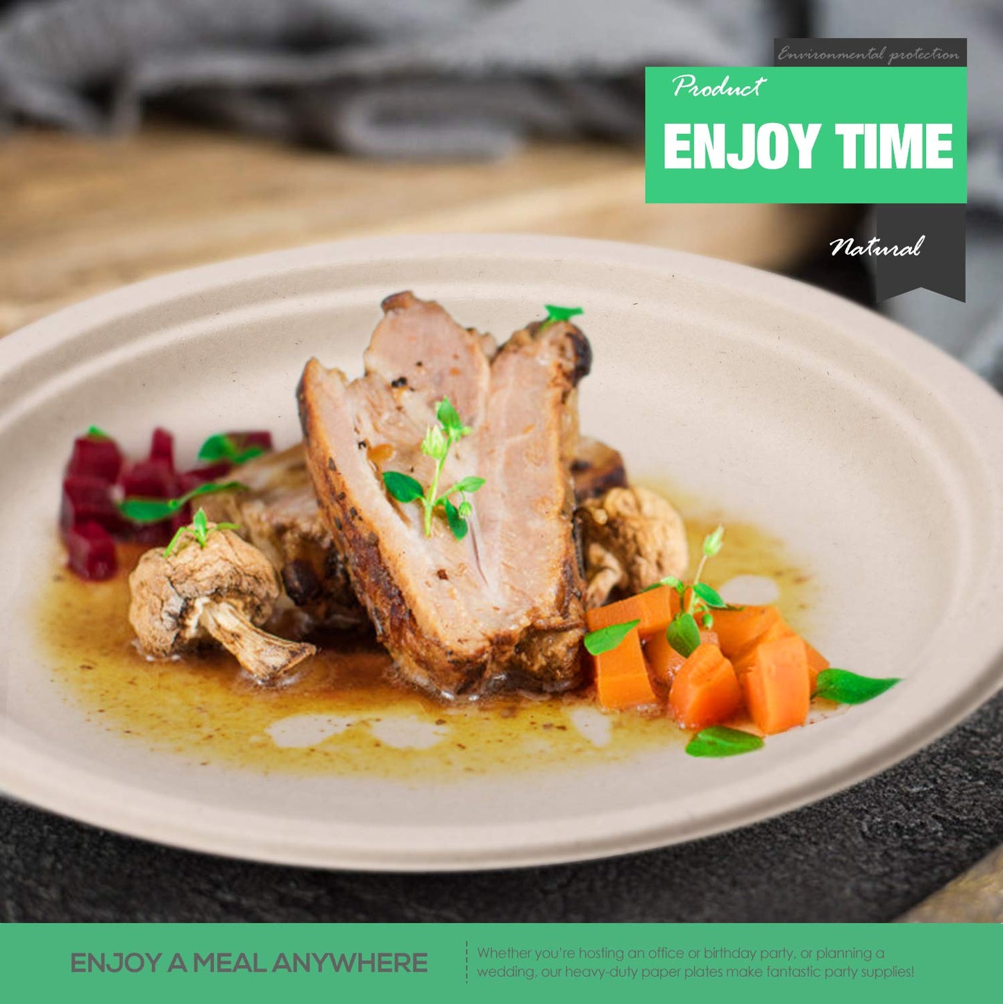 Compostable Dinnerware Set – Eco-Friendly Plates, Cutlery, Cups & More for 50 Guests -400-Pack