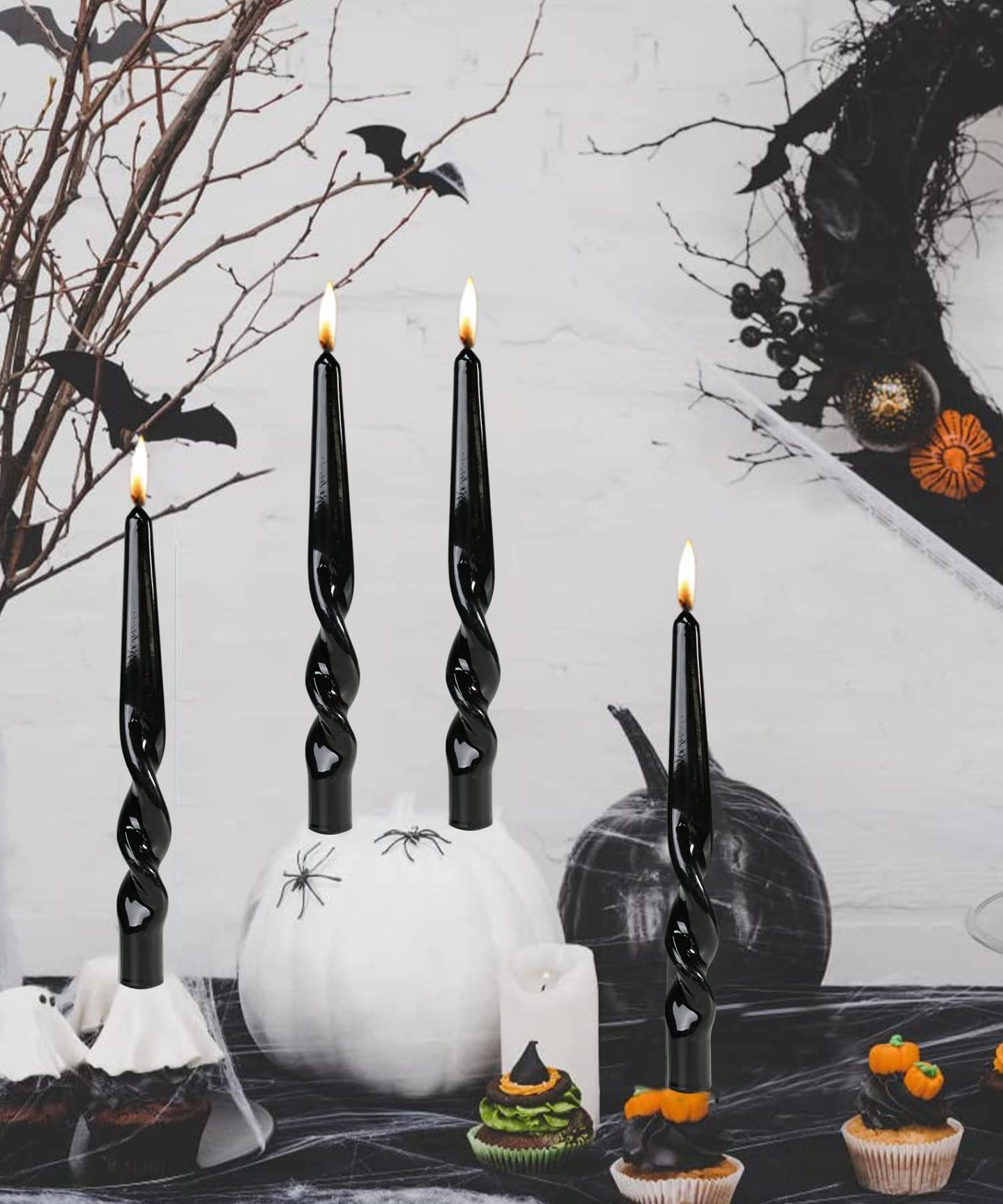Handmade Spiral Taper Candles – 10" Unscented, Dripless (Set of 4)