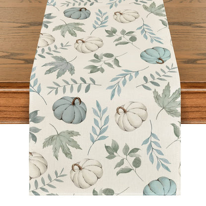 Pumpkins Fall Maple Leaves Fall Table Runner