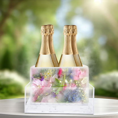 Champagne Ice Bucket Set with Silicone Ice Mold & Draining Racks – Acrylic Drink Chiller for Parties, Weddings & Celebrations
