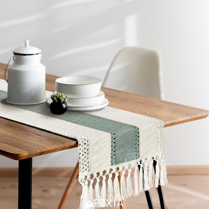 Boho Macrame Table Runner - Rustic Farmhouse Decor for Dining, Events & Holidays