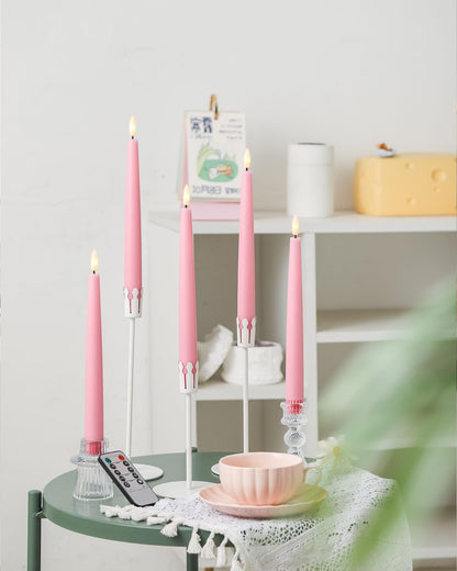Black Wax Drip Flameless Taper Candles – Set of 6 LED Candles with Remote Control