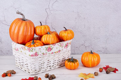 White & Gold Artificial Harvest Pumpkins – 16-Piece Fall Décor Set