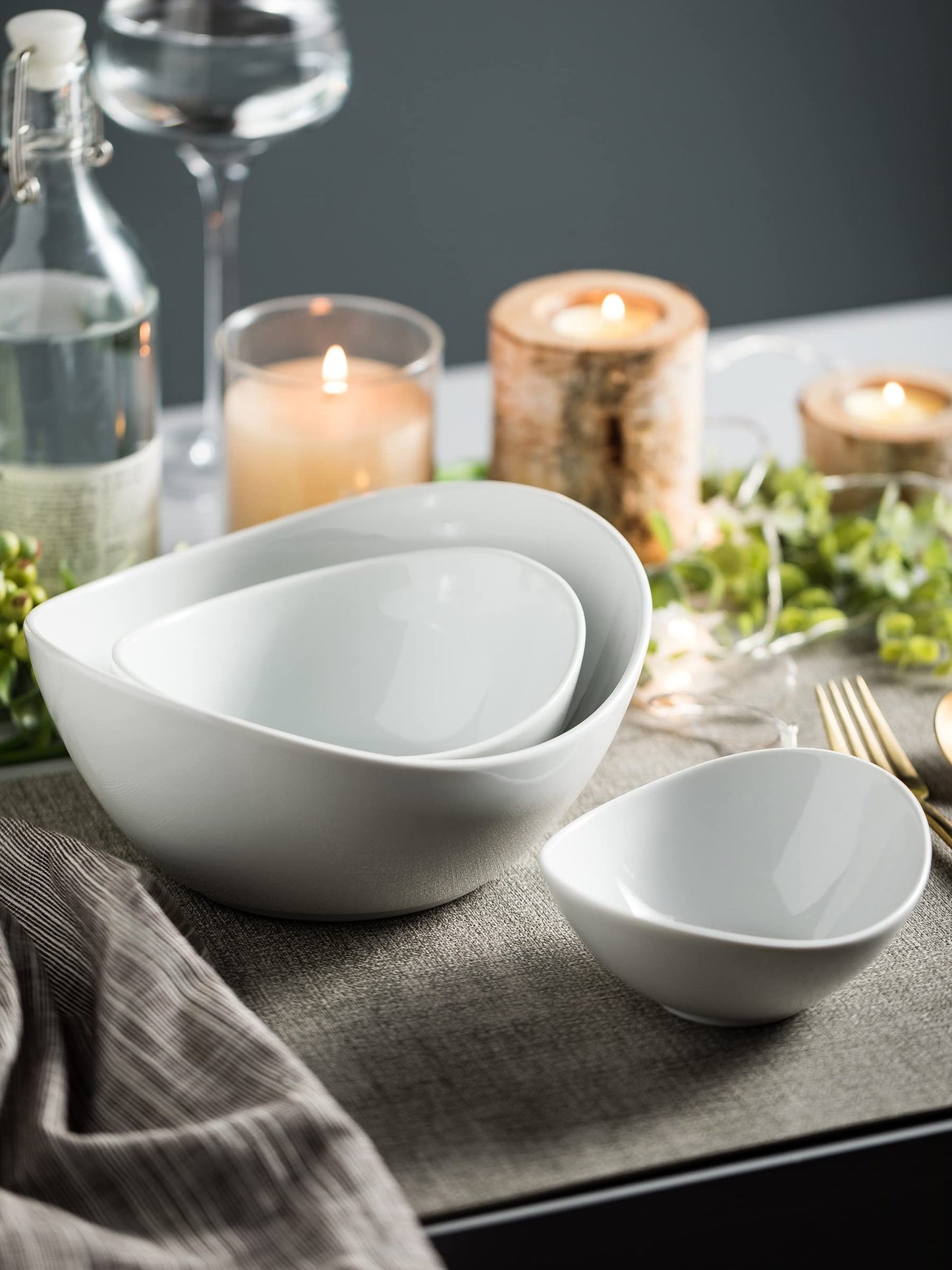2-Tier Ceramic Chip and Dip Serving Set with Metal Stand – Divided White Glazed Bowls for Sauces, Snacks, and Appetizers