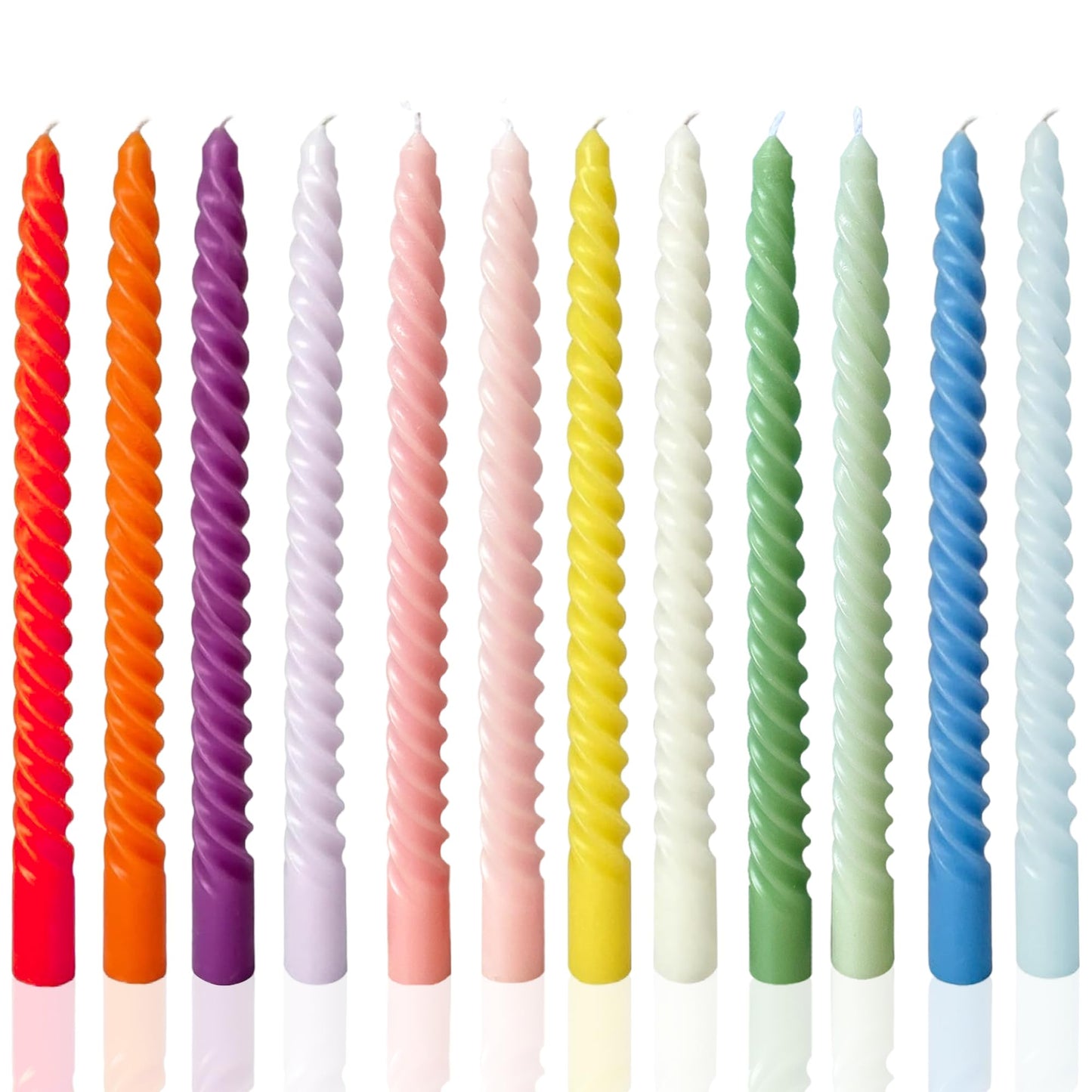 Handmade Spiral Taper Candles – 10" Unscented, Dripless (Set of 4)