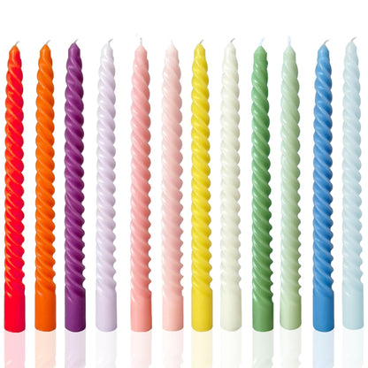 Handmade Spiral Taper Candles – 10" Unscented, Dripless (Set of 4)