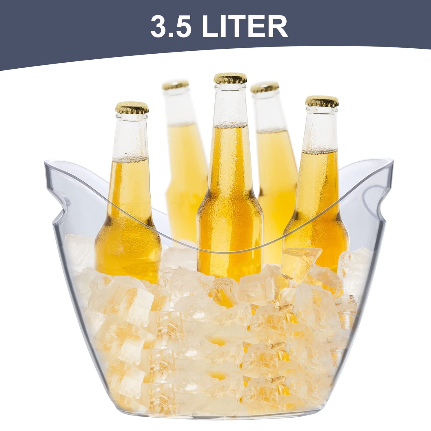 Clear Plastic Ice Bucket with Handles – 4L Drink Tub for Wine, Champagne & Beer – Lightweight, Leak-Proof & Easy to Clean