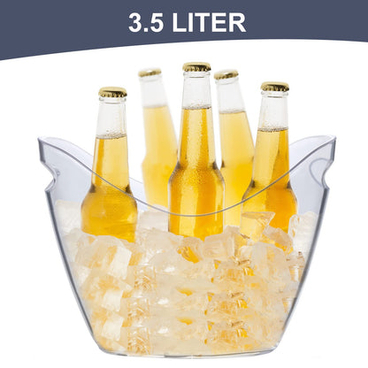 Clear Plastic Ice Bucket with Handles – 4L Drink Tub for Wine, Champagne & Beer – Lightweight, Leak-Proof & Easy to Clean
