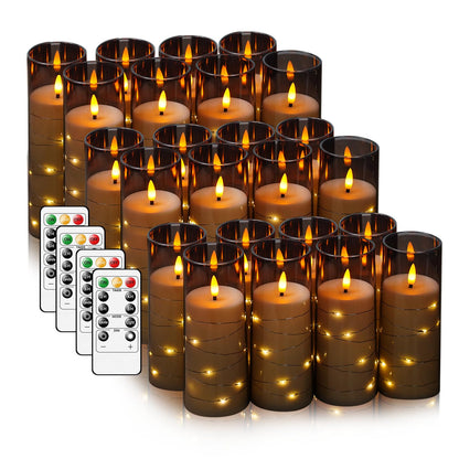Flameless Mood Lighting Candle Set with Embedded String Lights