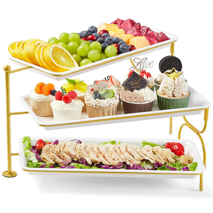 Clear Plastic Serving Tray – BPA-Free Shatterproof PET Dessert Stand for Parties, Weddings & Events | Space-Saving Display with Non-Slip Base