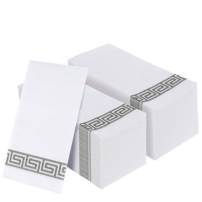 Decorative Disposable Guest Towels – Cloth-Like Paper Napkins with Patterns | Soft, Absorbent & Elegant for Bathroom, Dining & Events - 200 Pack