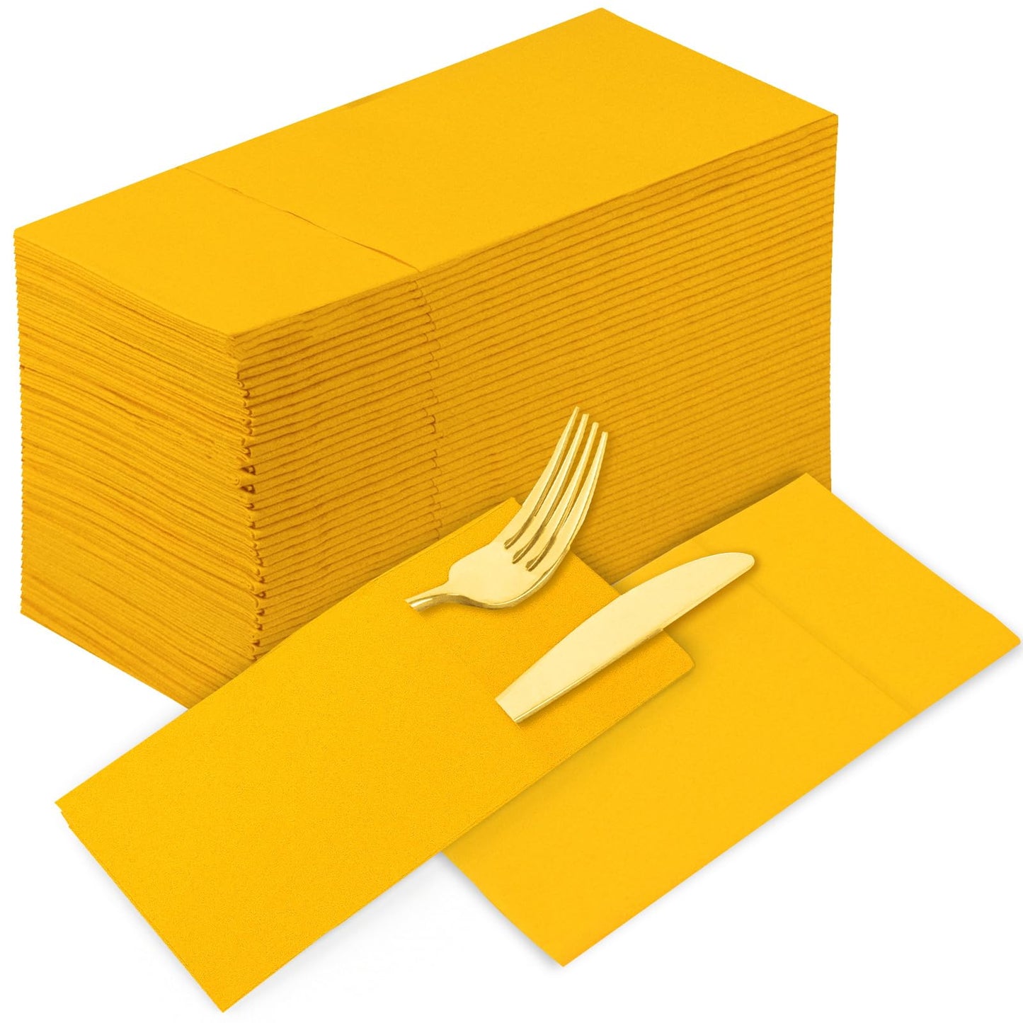 Solid Color Pocket Napkins – 50-Pack Linen-Like Paper Napkins with Silverware Pocket | Soft, Absorbent & Elegant for Dining, Weddings, and Events - Matcha Green