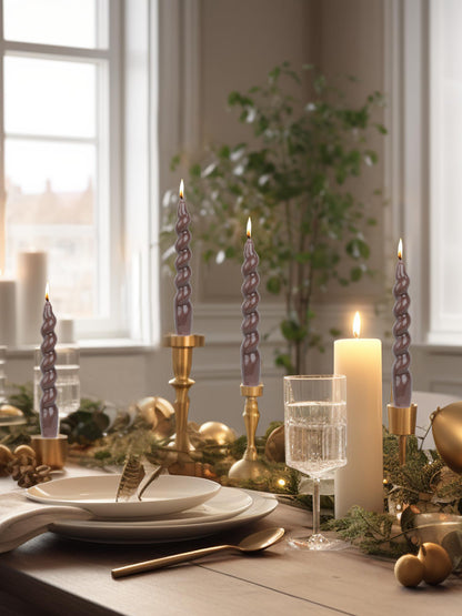 Handmade Spiral Taper Candles – 10" Unscented, Dripless (Set of 4)
