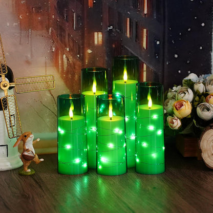 Flameless Mood Lighting Candle Set with Embedded String Lights