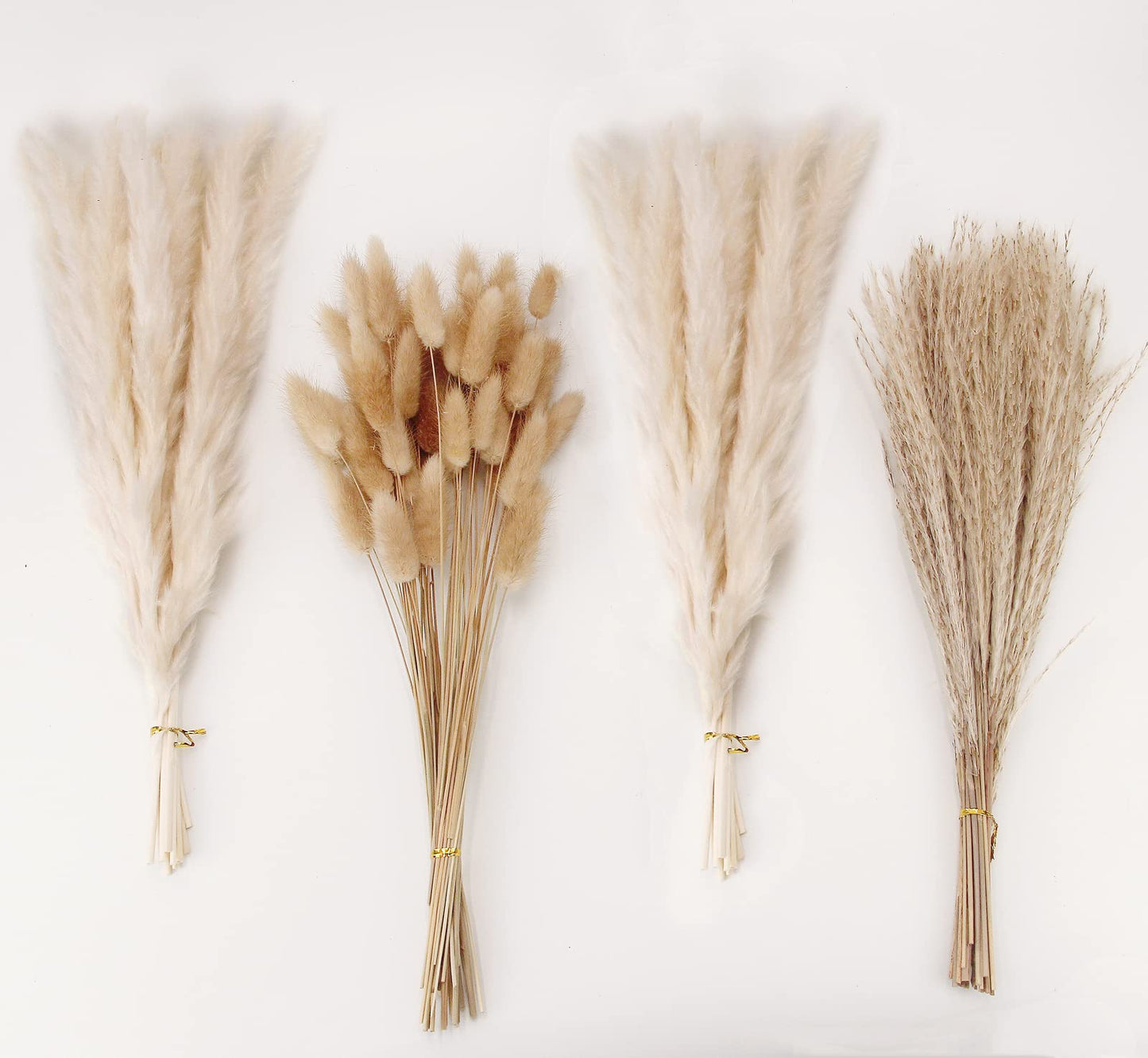 Natural Dried Pampas Grass Bouquet – Mixed Fluffy Pompous Grass for Vase, Boho Decor, Weddings, Gifts & Home Arrangements 100PCS