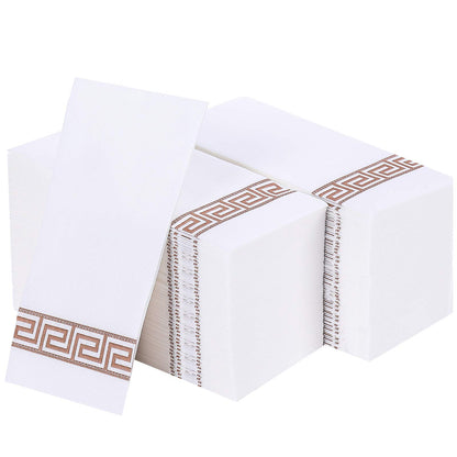 Decorative Disposable Guest Towels – Cloth-Like Paper Napkins with Patterns | Soft, Absorbent & Elegant for Bathroom, Dining & Events - 200 Pack