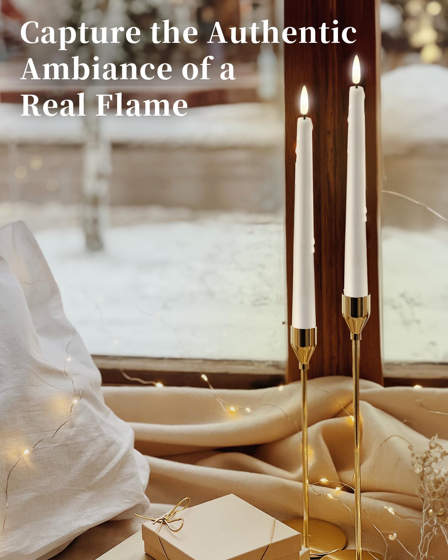 Black Wax Drip Flameless Taper Candles – Set of 6 LED Candles with Remote Control