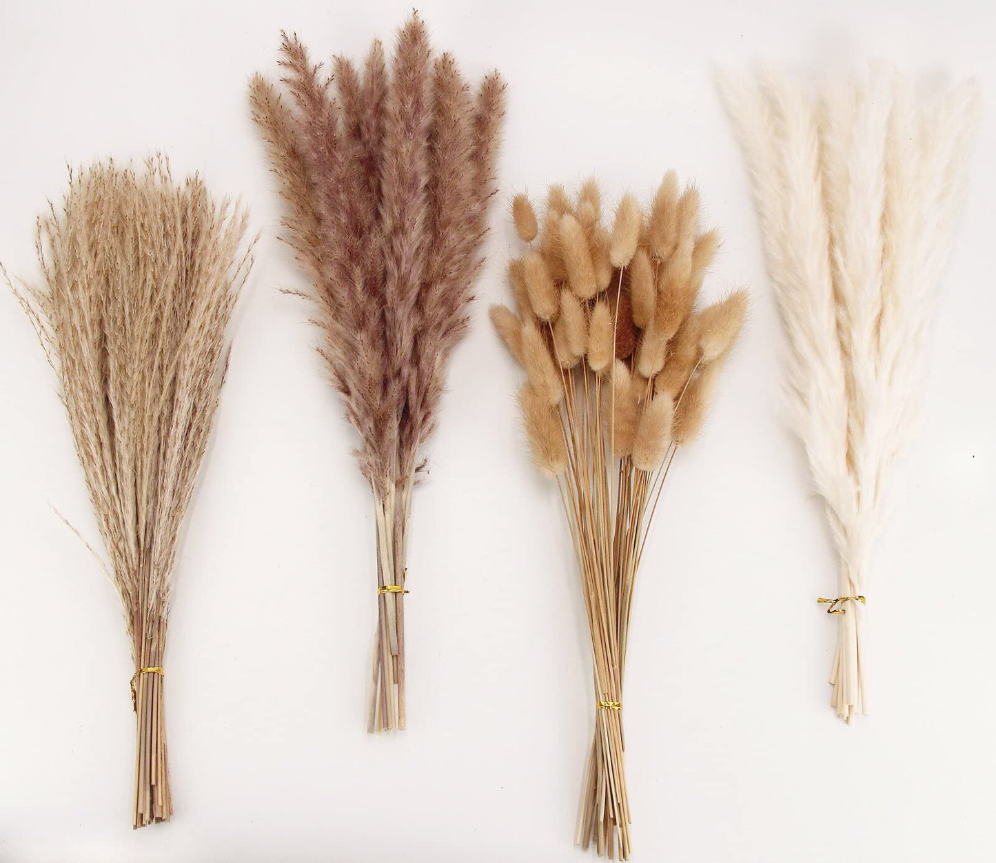 Natural Dried Pampas Grass Bouquet – Mixed Fluffy Pompous Grass for Vase, Boho Decor, Weddings, Gifts & Home Arrangements 100PCS