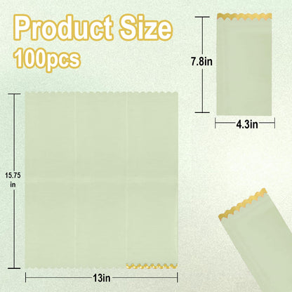 Cocktail Napkins – Scalloped Gold Foil Edge | Soft, Absorbent, Decorative Party Napkins for Weddings, Baby Showers & Events - 100 pack