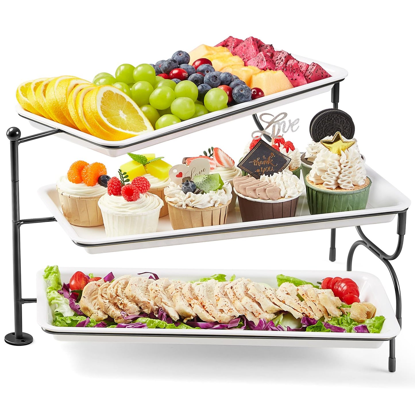 Clear Plastic Serving Tray – BPA-Free Shatterproof PET Dessert Stand for Parties, Weddings & Events | Space-Saving Display with Non-Slip Base