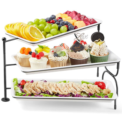 Clear Plastic Serving Tray – BPA-Free Shatterproof PET Dessert Stand for Parties, Weddings & Events | Space-Saving Display with Non-Slip Base