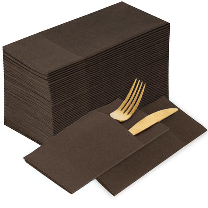 Solid Color Pocket Napkins – 50-Pack Linen-Like Paper Napkins with Silverware Pocket | Soft, Absorbent & Elegant for Dining, Weddings, and Events - Matcha Green